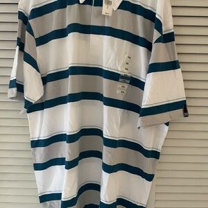 Anchor Blue Men's Polo - White and Teal Stripes